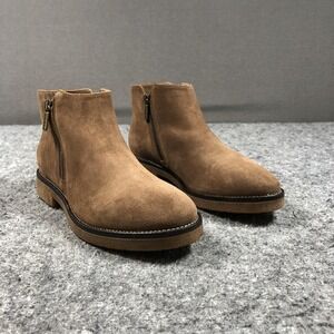 ITALEAU Foliana Ankle Booties Womens 10.5 Brown Suede Waterproof Zip Heel